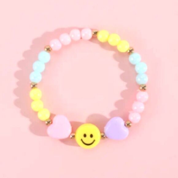Girls rainbow happy face beaded bracelet - Picture 3 of 6